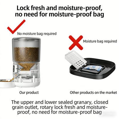 Smart 4L Pet Feeder Automatic Cat&Dog Food Dispenser Timed and Quantitative Control Anti Food Jamming&Insect Prevention Design