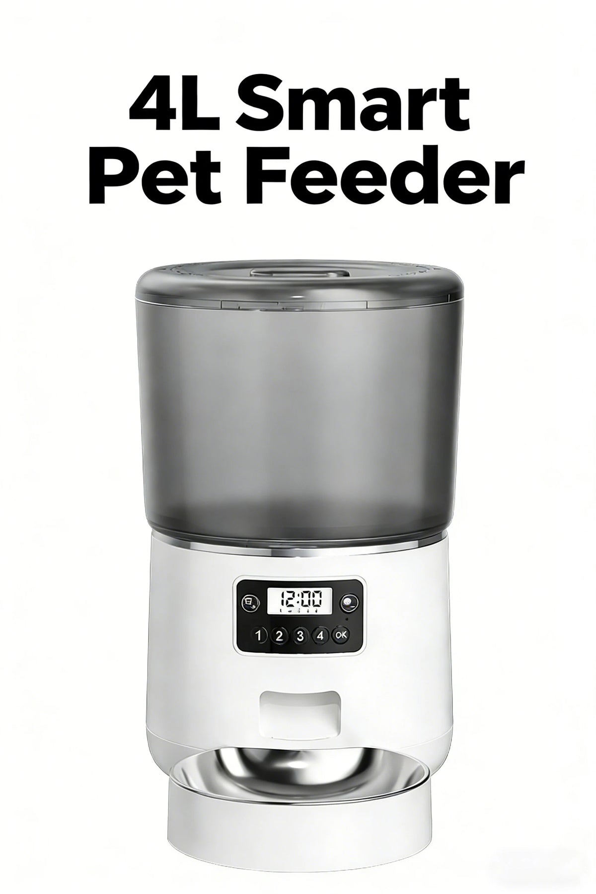 Smart 4L Pet Feeder Automatic Cat&Dog Food Dispenser Timed and Quantitative Control Anti Food Jamming&Insect Prevention Design