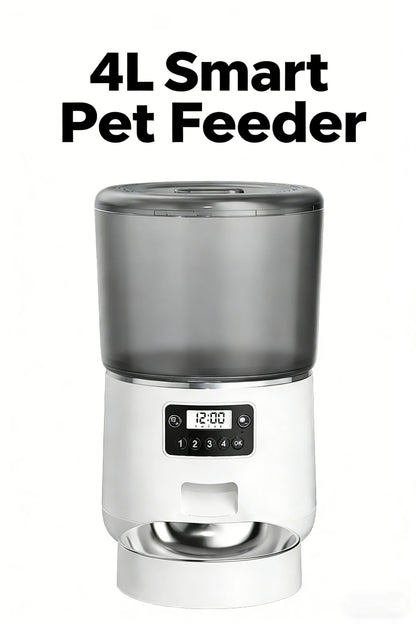 Smart 4L Pet Feeder Automatic Cat&Dog Food Dispenser Timed and Quantitative Control Anti Food Jamming&Insect Prevention Design