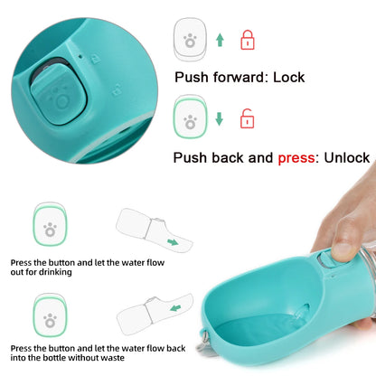 Portable Dog Water Bottle – Leak-Resistant, Built-in Bowl.