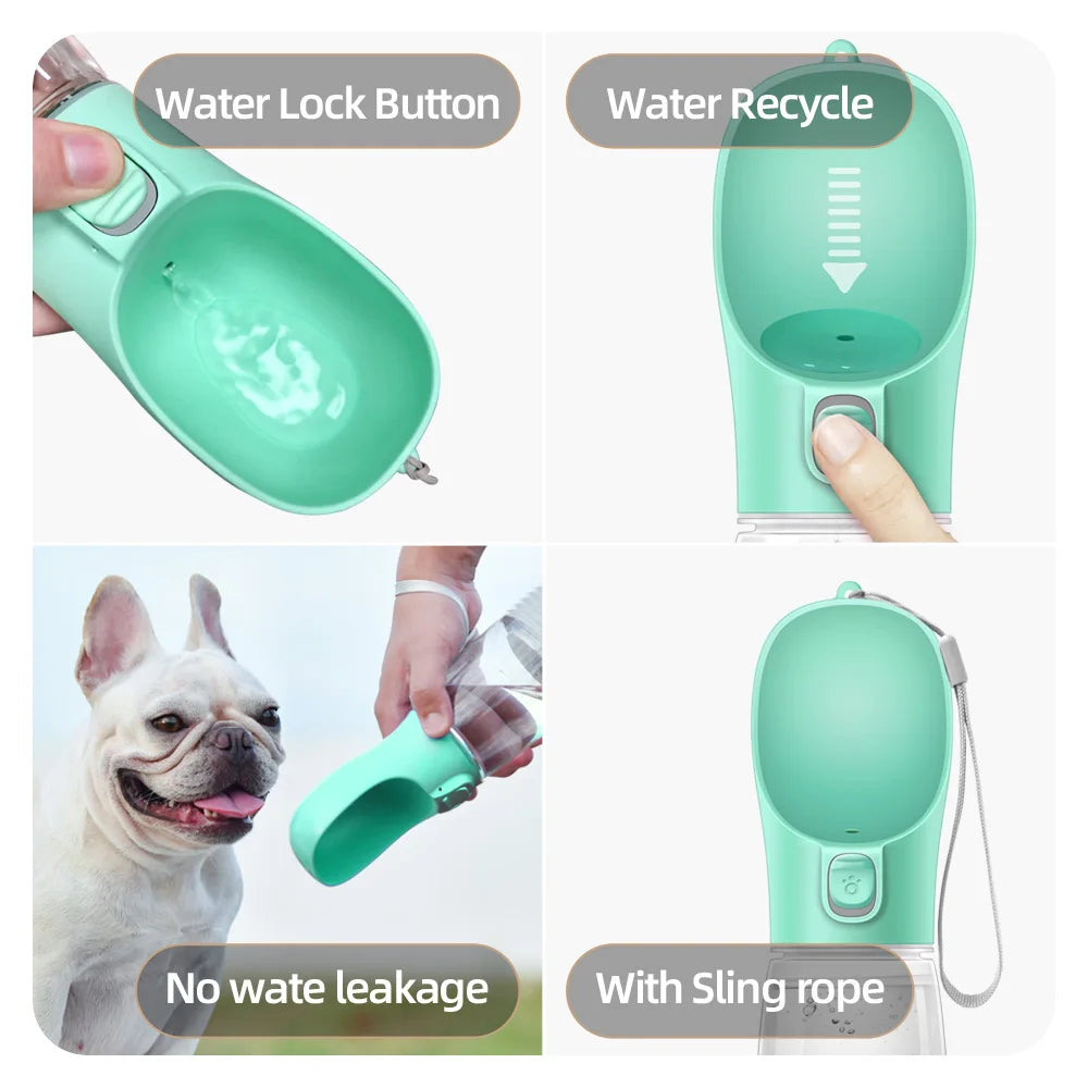 Portable Dog Water Bottle – Leak-Resistant, Built-in Bowl.