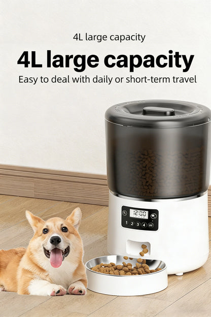Smart 4L Pet Feeder Automatic Cat&Dog Food Dispenser Timed and Quantitative Control Anti Food Jamming&Insect Prevention Design
