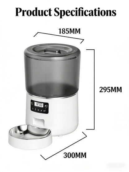Smart 4L Pet Feeder Automatic Cat&Dog Food Dispenser Timed and Quantitative Control Anti Food Jamming&Insect Prevention Design