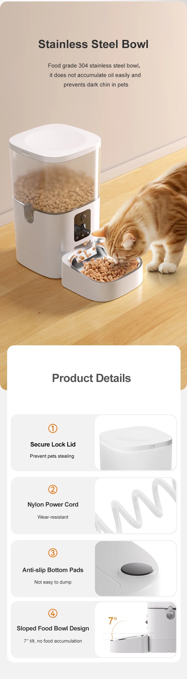 Smart Ai Pet Recognition Automatic Cat Food Feeder With Two Cameras Remote Feeding 6L Dog Food Dispenser