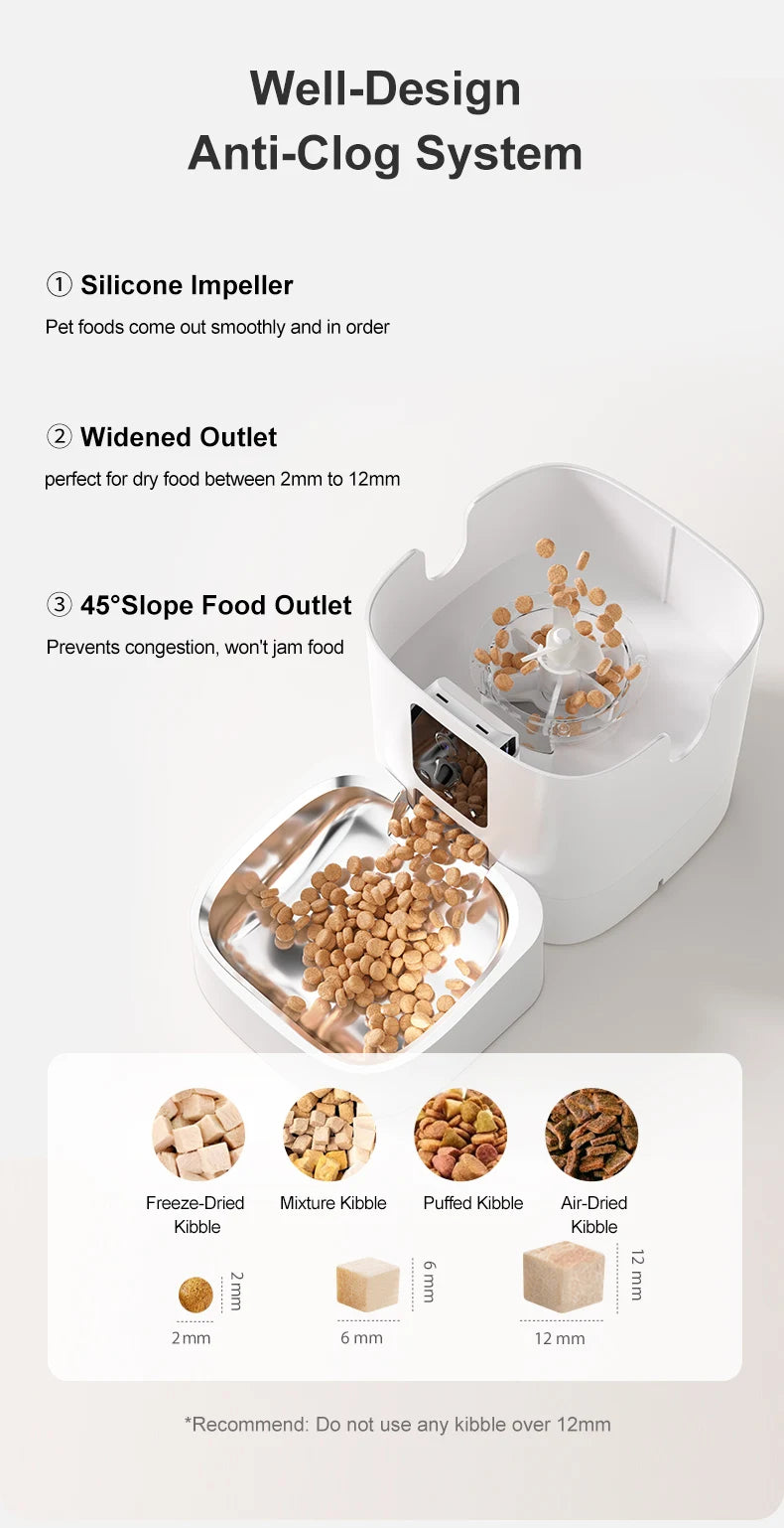 Smart Ai Pet Recognition Automatic Cat Food Feeder With Two Cameras Remote Feeding 6L Dog Food Dispenser