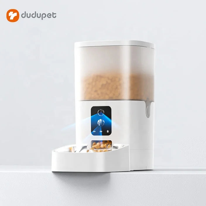 Smart Ai Pet Recognition Automatic Cat Food Feeder With Two Cameras Remote Feeding 6L Dog Food Dispenser