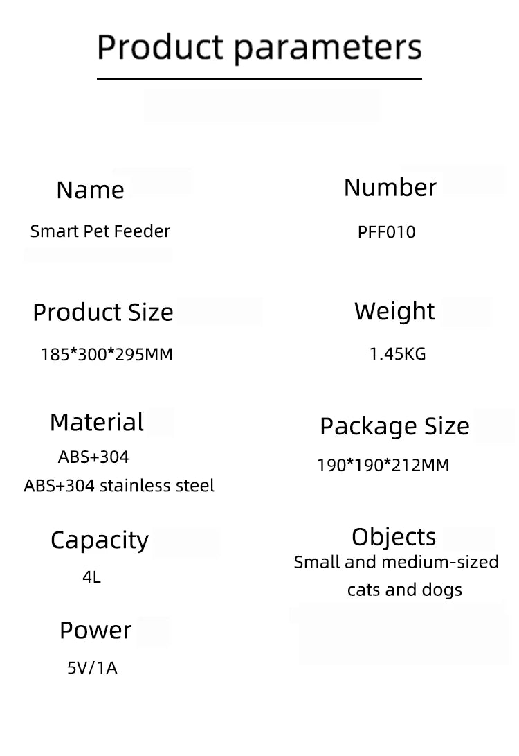 Smart 4L Pet Feeder Automatic Cat&Dog Food Dispenser Timed and Quantitative Control Anti Food Jamming&Insect Prevention Design