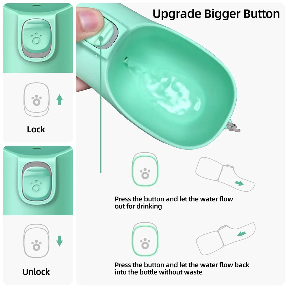 Portable Dog Water Bottle – Leak-Resistant, Built-in Bowl.