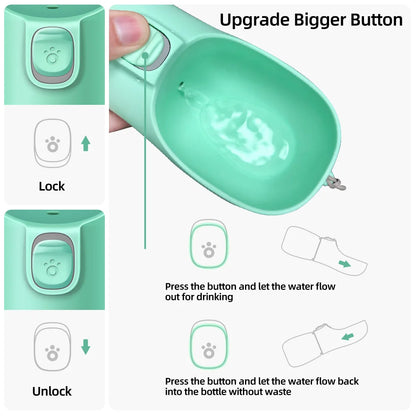 Portable Dog Water Bottle – Leak-Resistant, Built-in Bowl.